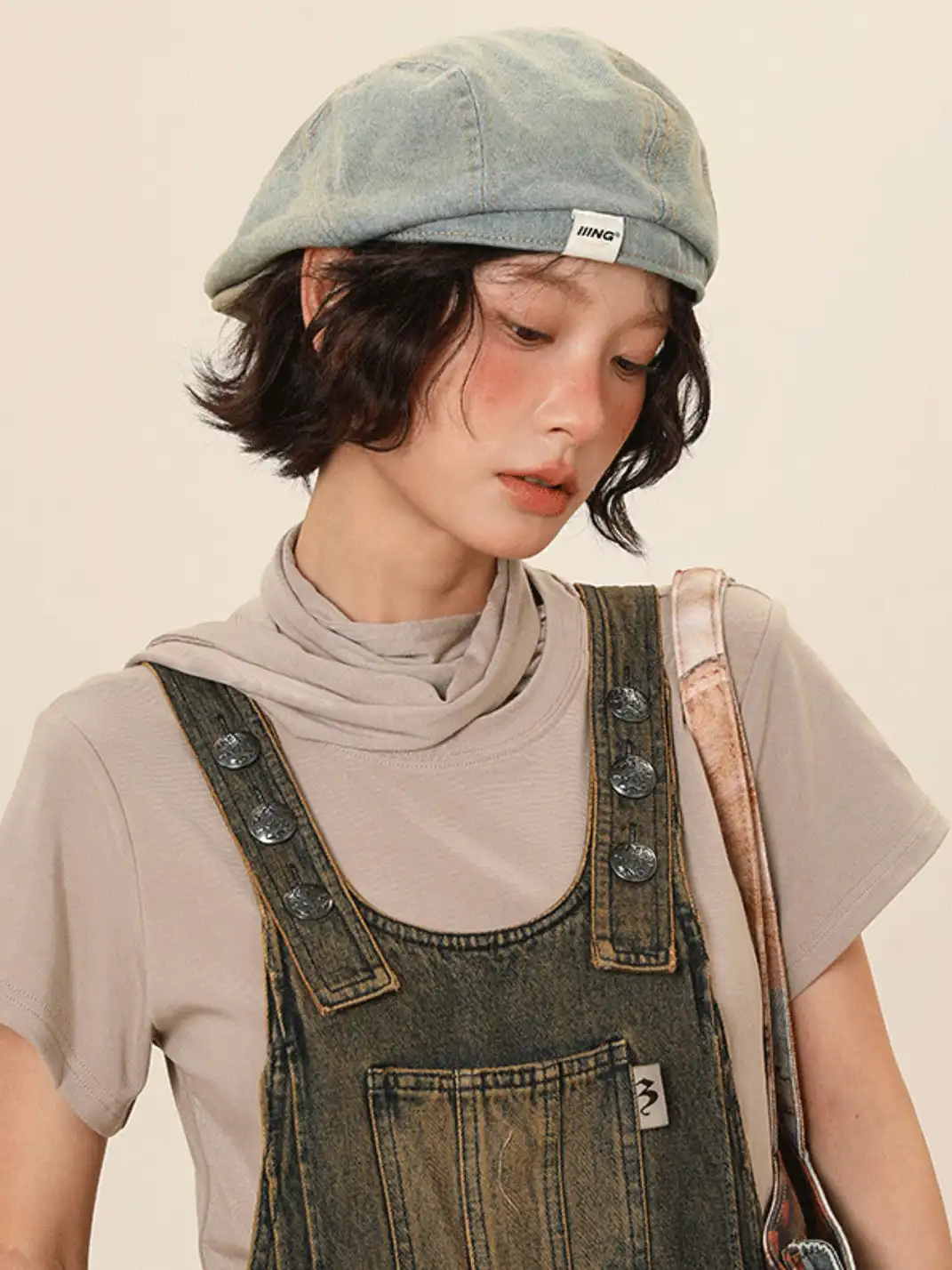 IIING | Retro Washed Denim Adjustable Beret Hat