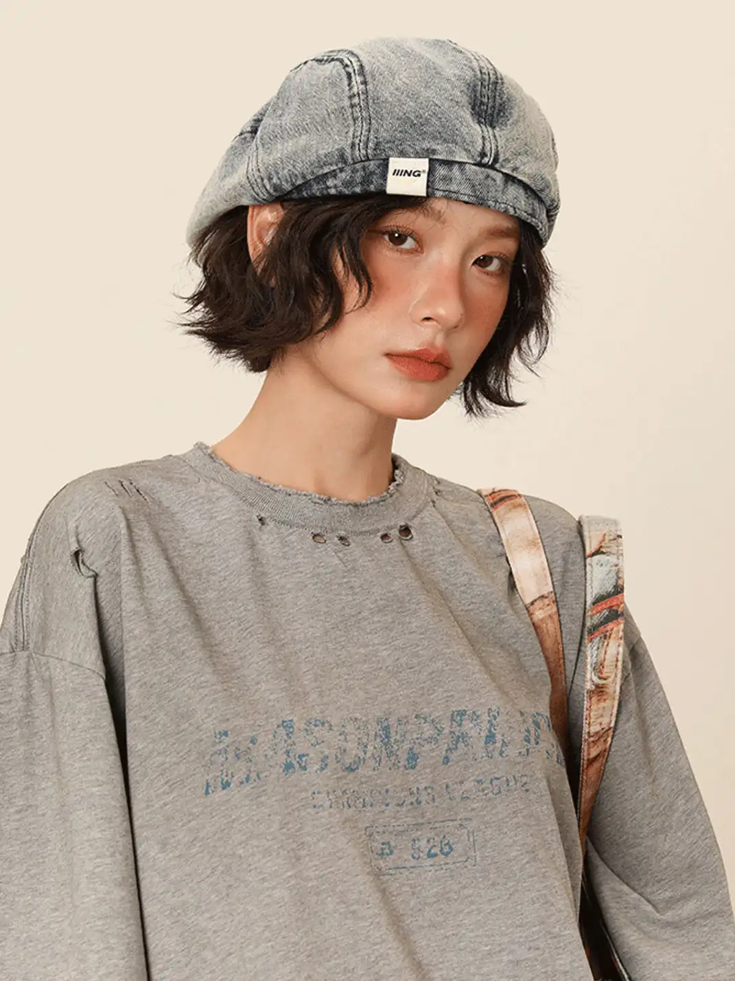 IIING | Retro Washed Denim Adjustable Beret Hat