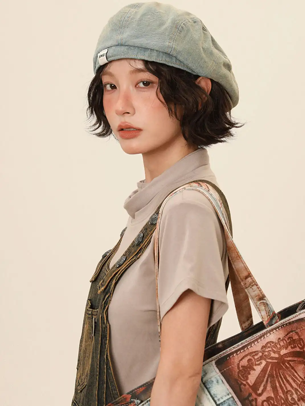 IIING | Retro Washed Denim Adjustable Beret Hat