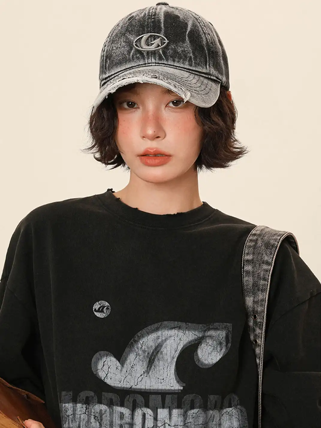 IIING | Curved Brim Washed Denim Baseball Cap
