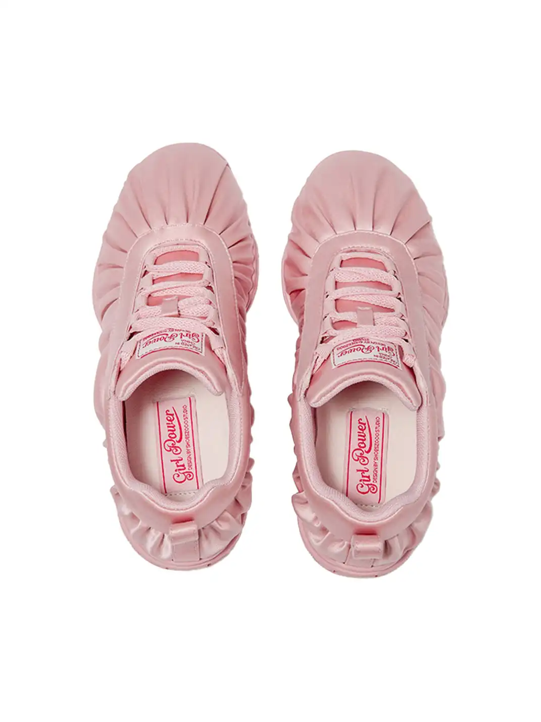 SHOESZOOO | "SatinBloom Drape" Wrinkled Retro Tariner-Pink