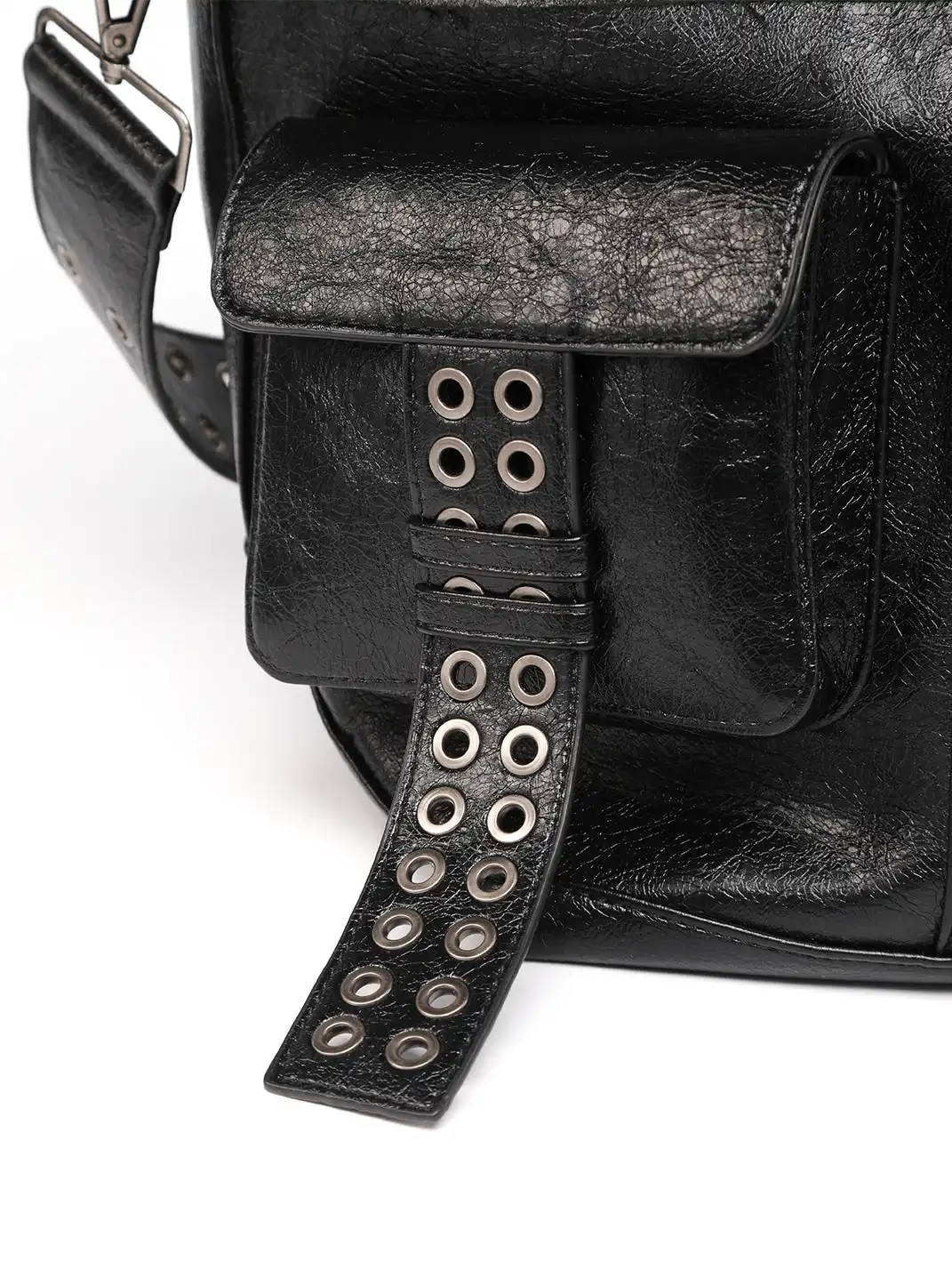 REBEL WAVE | Cross Pattern Cracked PU Leather Tote Bag