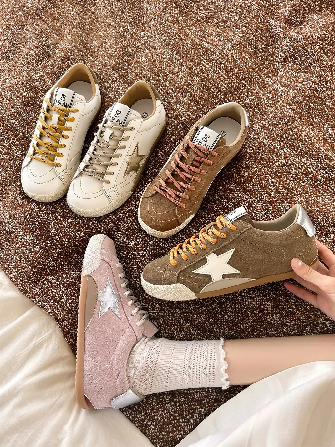 EBLAN | Star Retro Trainer With Unmatched Laces