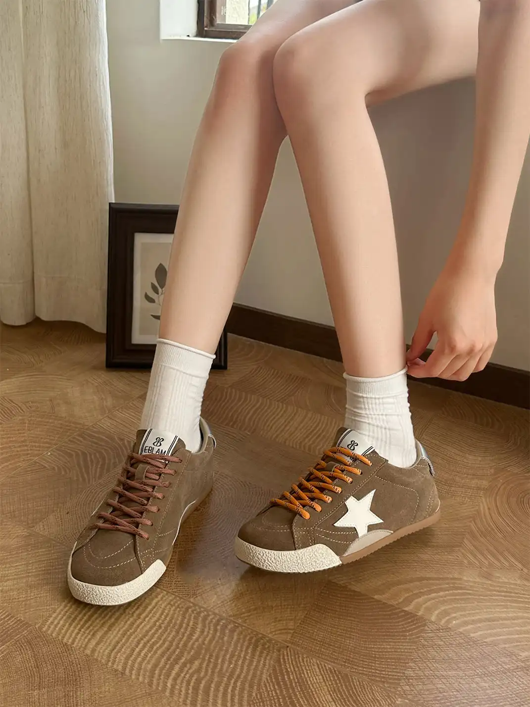 EBLAN | Star Retro Trainer With Unmatched Laces