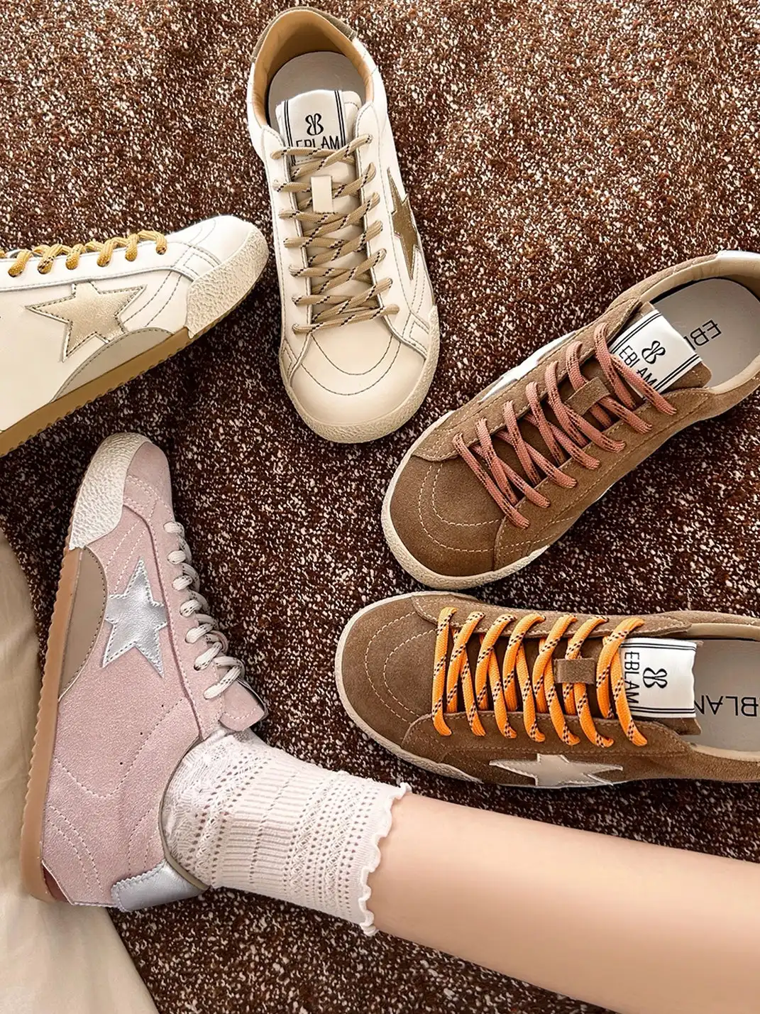 EBLAN | Star Retro Trainer With Unmatched Laces