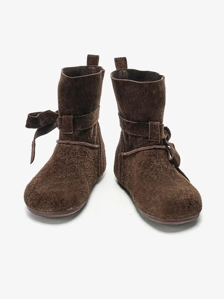 EBLAN | Maillard Velvet Bowtie Ankle Boots - 3