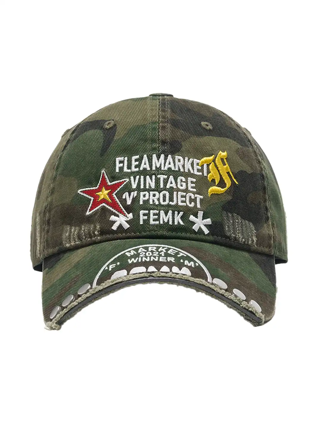 FLEAMARKET | "V Project" Stitchwork Curve Brim Baseball Cap