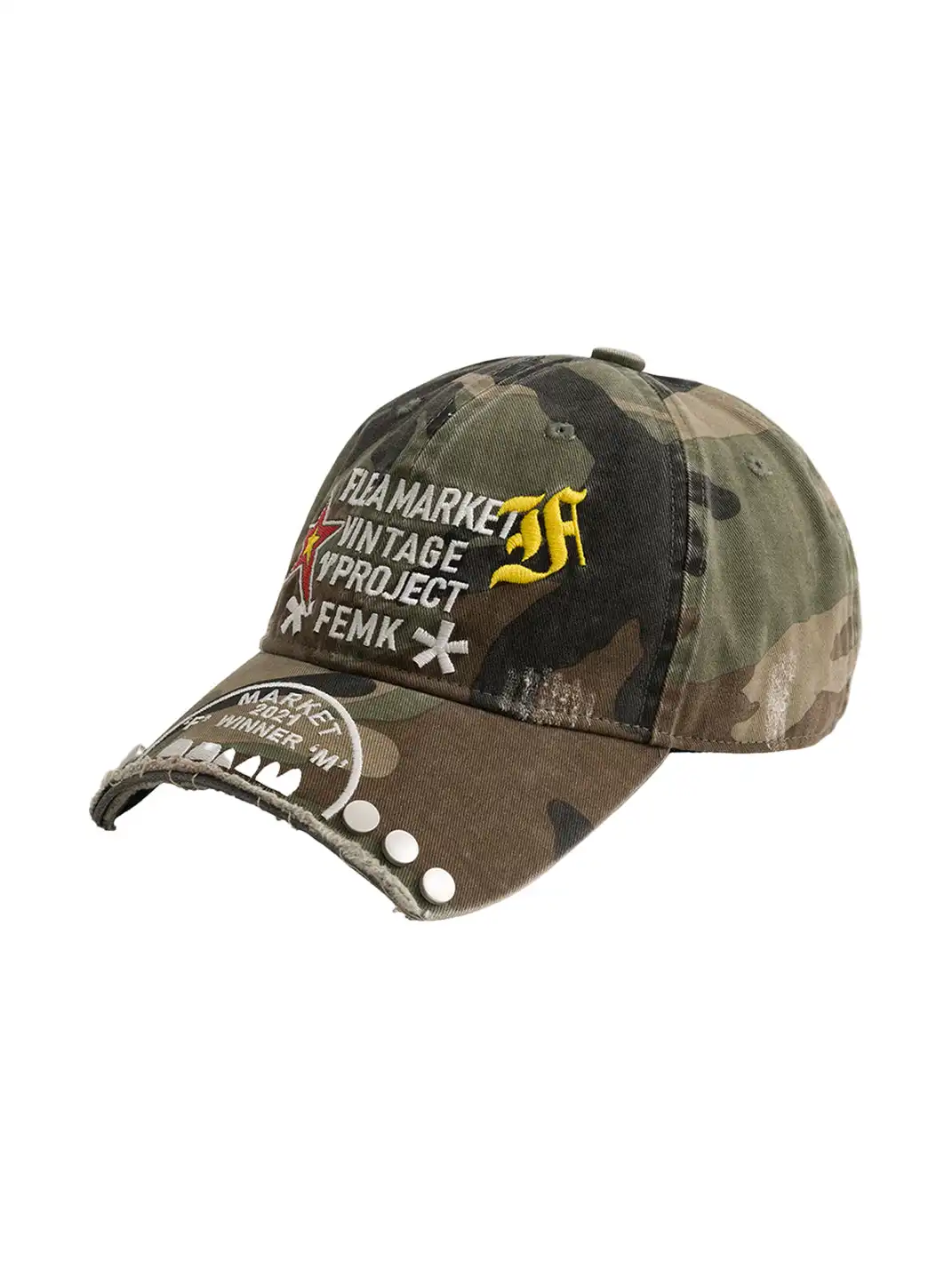 FLEAMARKET | "V Project" Stitchwork Curve Brim Baseball Cap