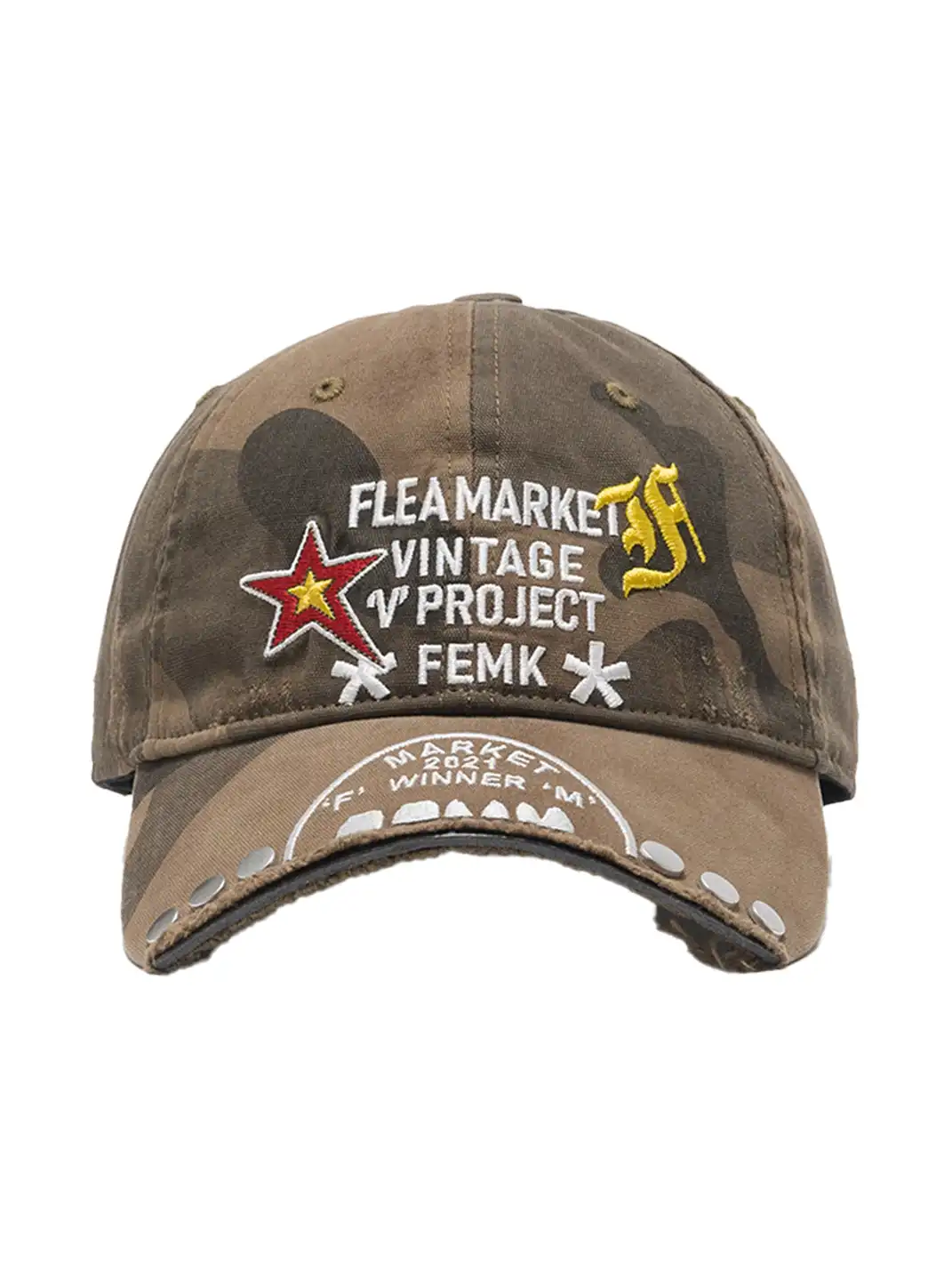 FLEAMARKET | "V Project" Stitchwork Curve Brim Baseball Cap