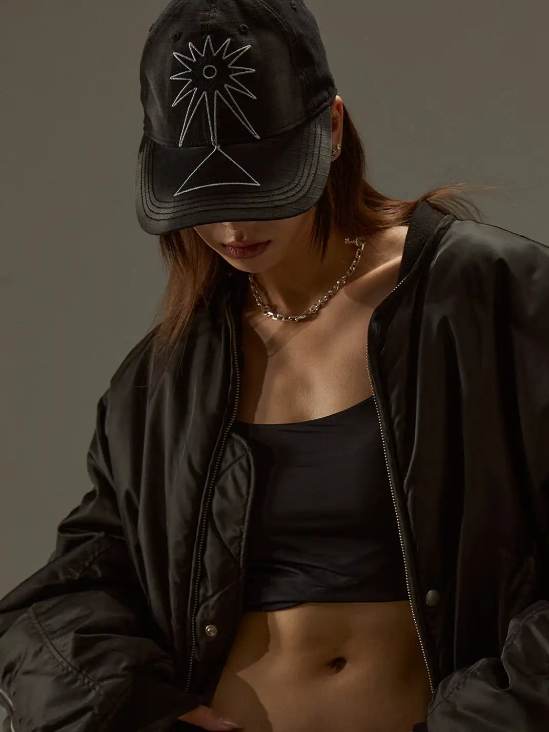FLEAMARKET | Totem Heavy Washed Curve Brim Cap-Black
