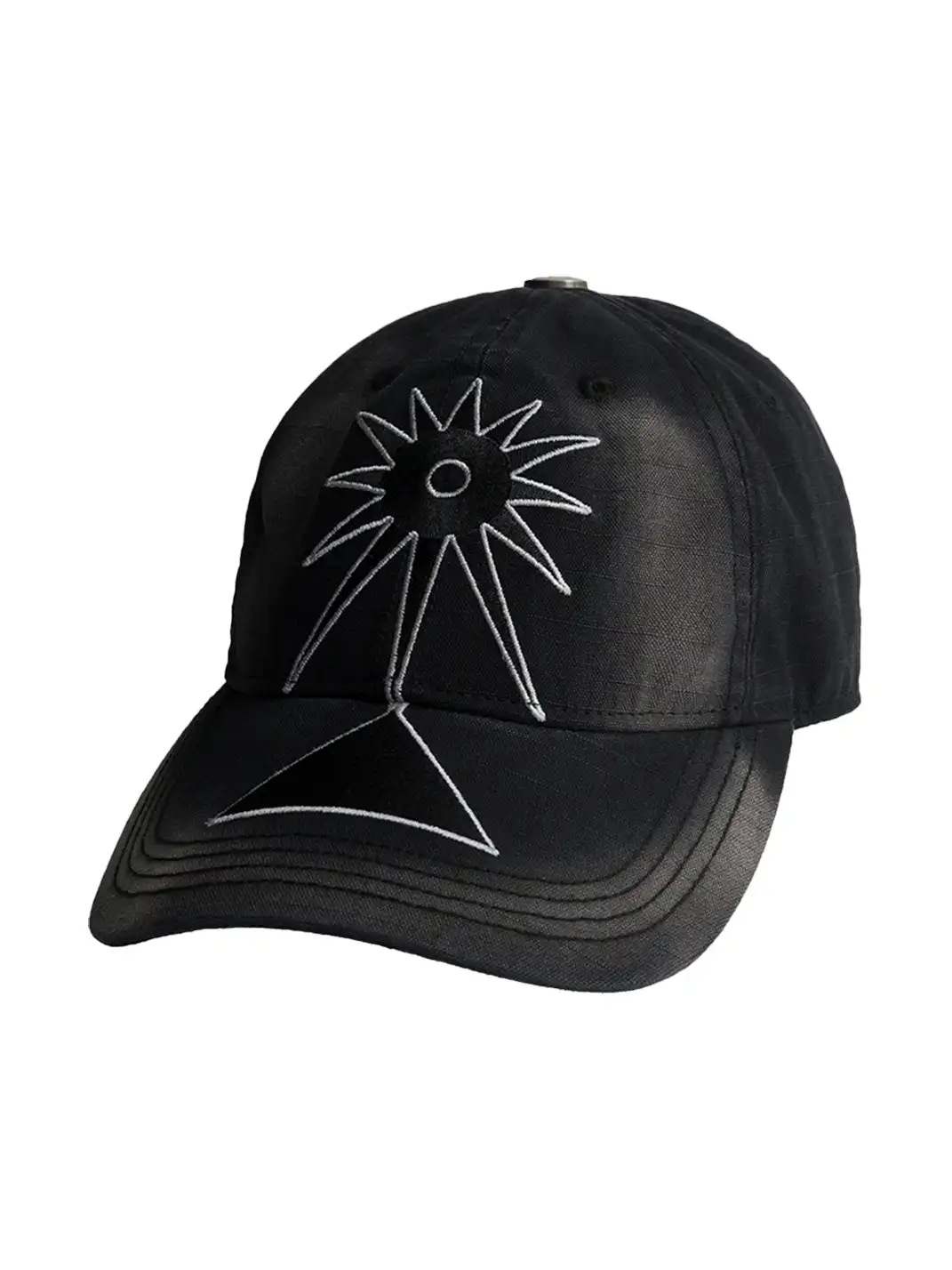 FLEAMARKET | Totem Heavy Washed Curve Brim Cap-Black