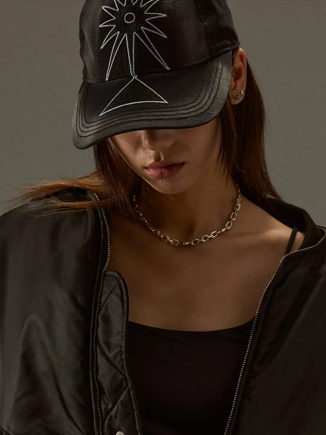 FLEAMARKET | Totem Heavy Washed Curve Brim Cap-Black