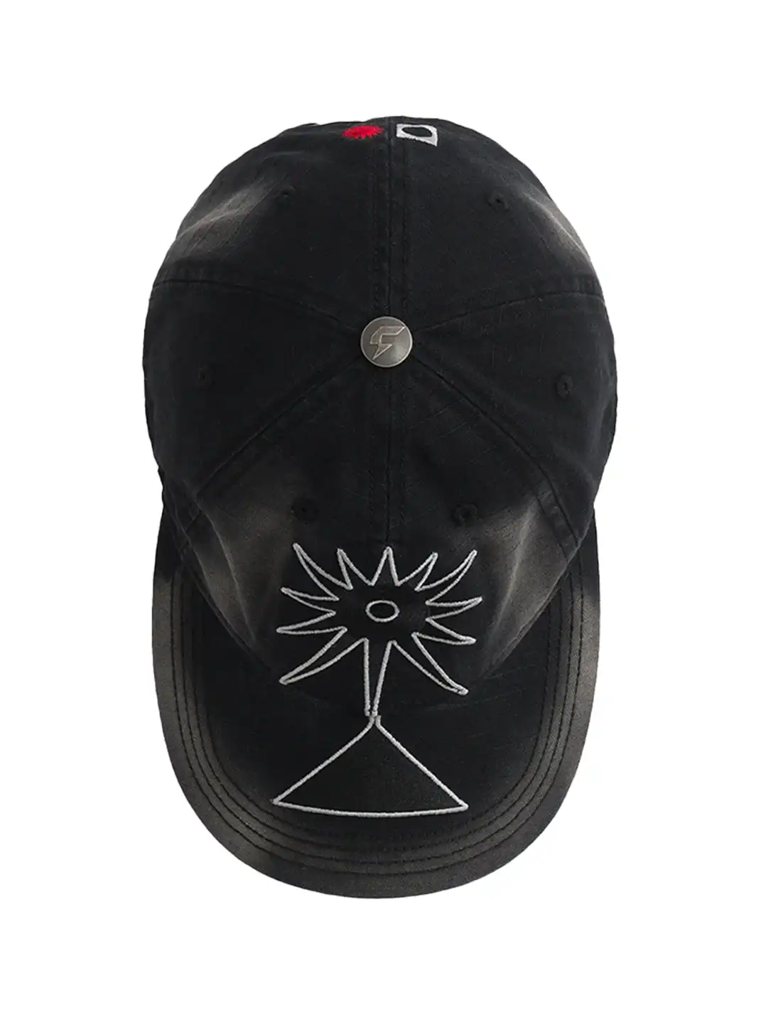 FLEAMARKET | Totem Heavy Washed Curve Brim Cap-Black