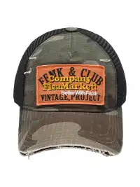 FLEAMARKET | Camo Patchwork Curve Brim Trucker Hat