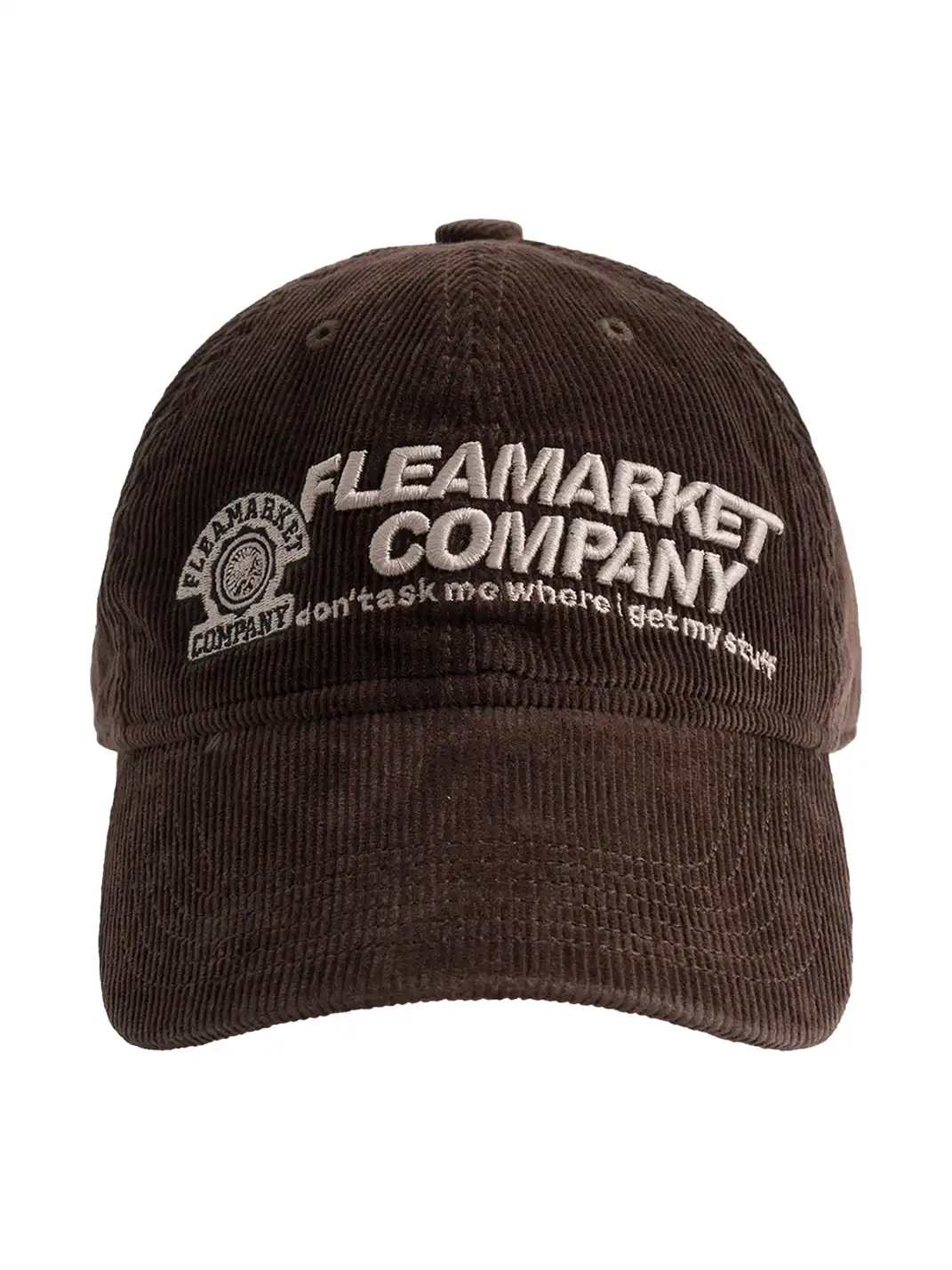 FLEAMARKET | "Don't Ask Me" Corduroy Curve Brim Hat-Brown