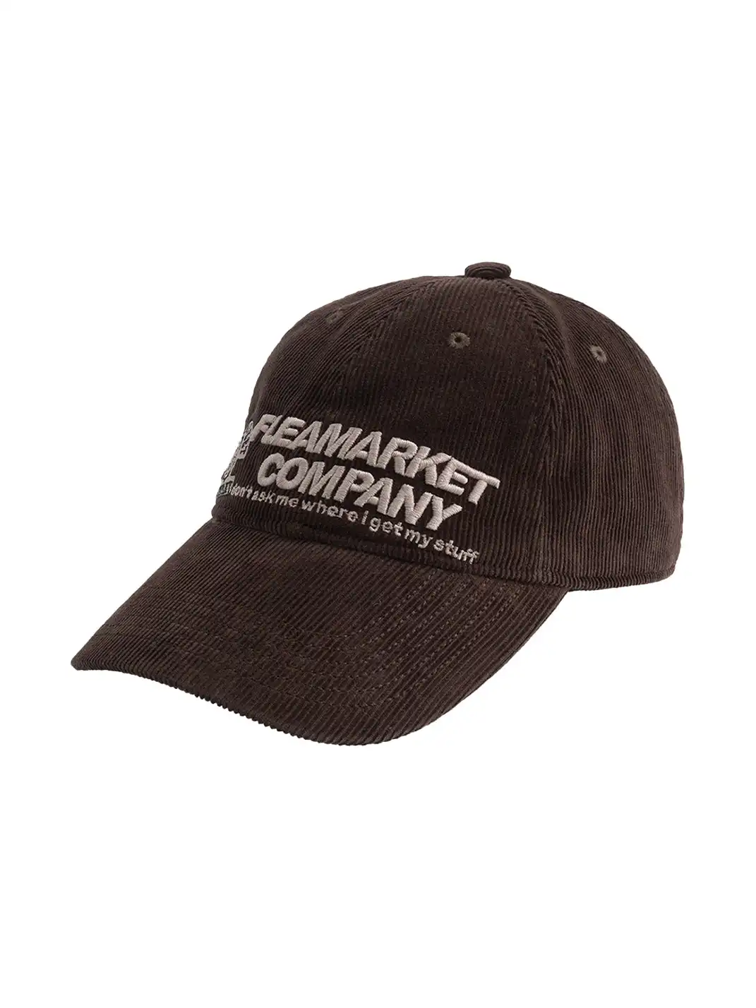 FLEAMARKET | "Don't Ask Me" Corduroy Curve Brim Hat-Brown