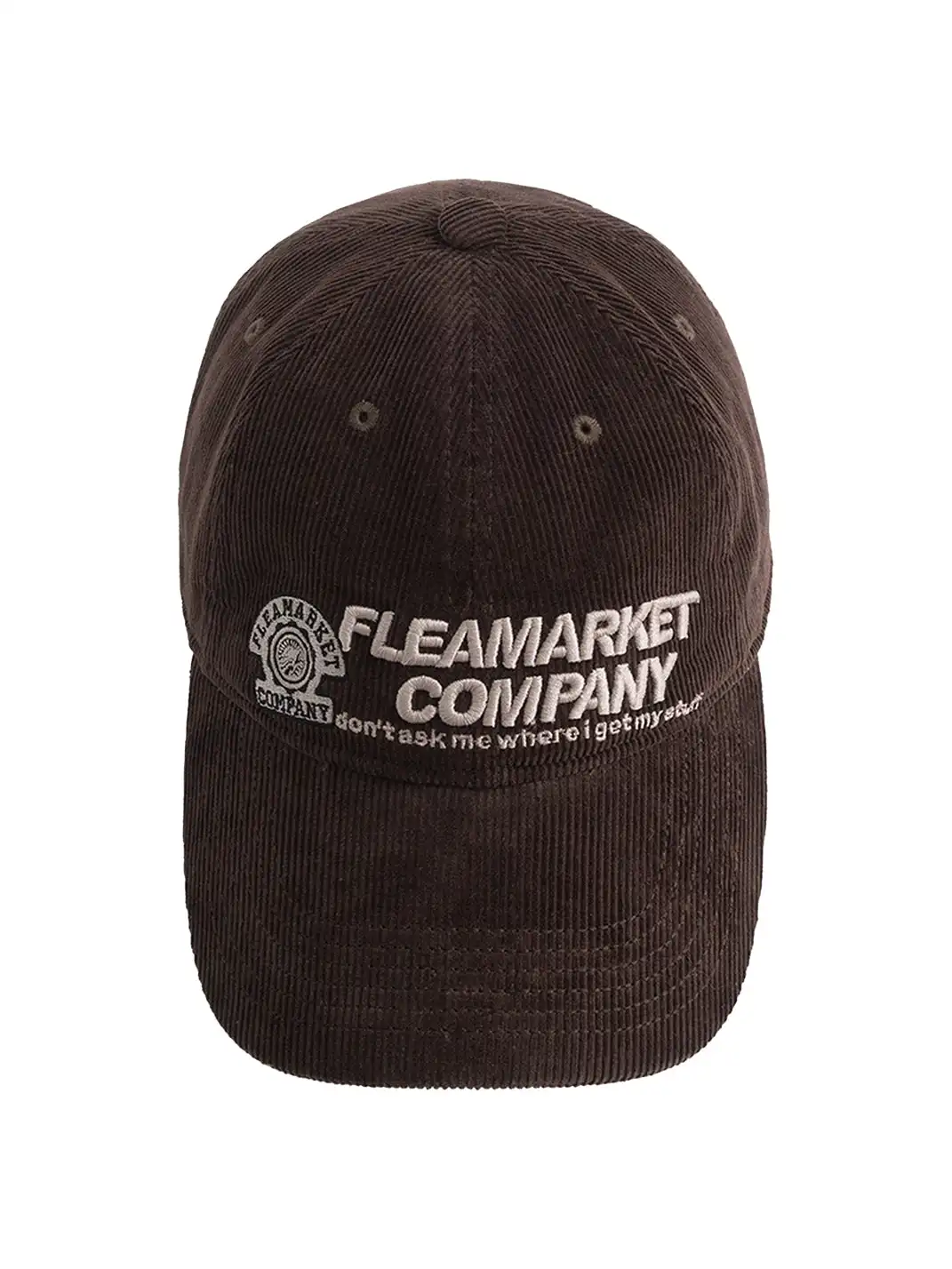 FLEAMARKET | "Don't Ask Me" Corduroy Curve Brim Hat-Brown