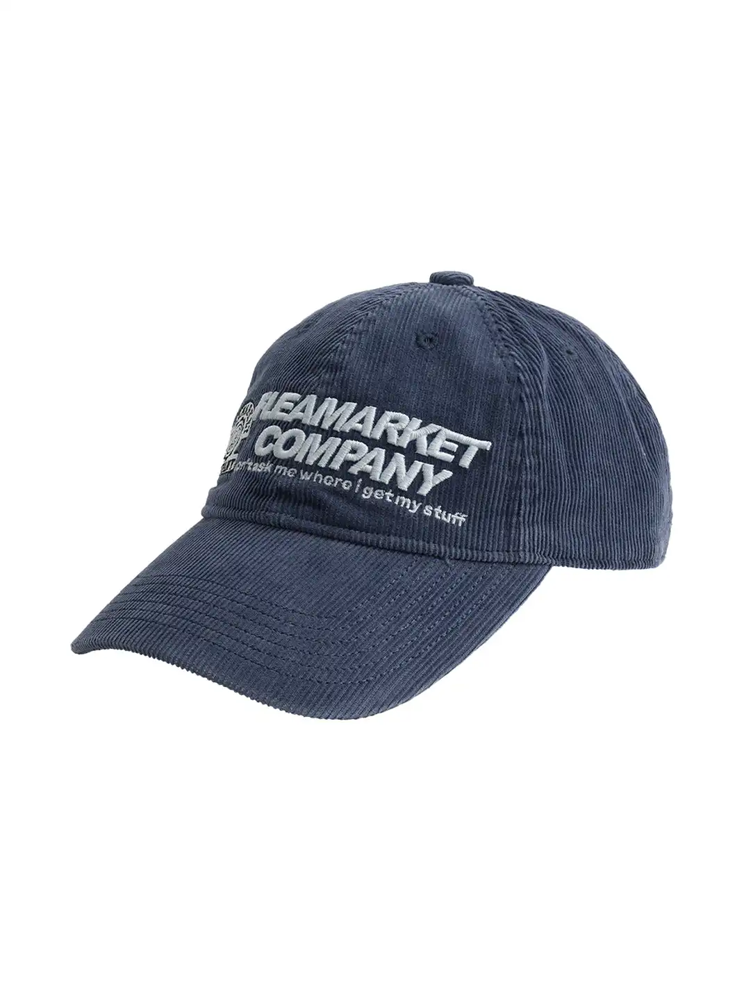 FLEAMARKET | "Don't Ask Me" Corduroy Curve Brim Hat-Navy