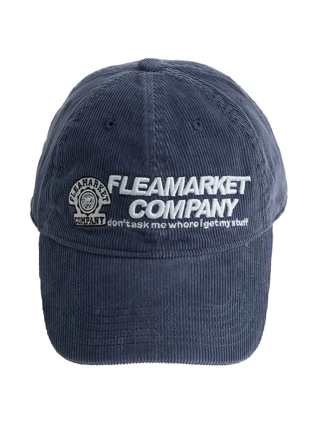 FLEAMARKET | "Don't Ask Me" Corduroy Curve Brim Hat-Navy