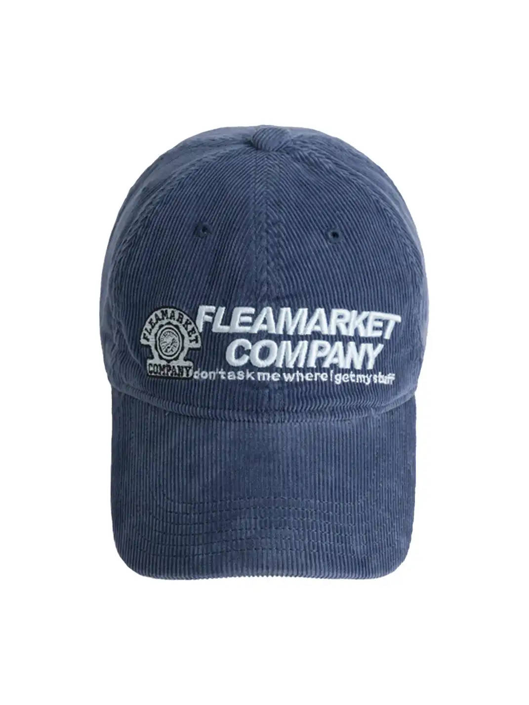 FLEAMARKET | "Don't Ask Me" Corduroy Curve Brim Hat-Navy