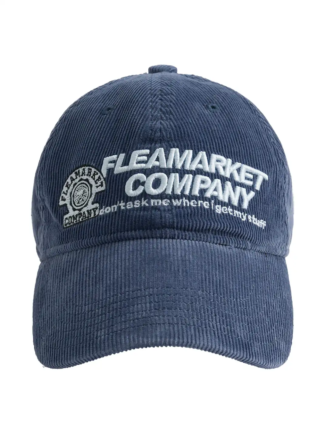 FLEAMARKET | "Don't Ask Me" Corduroy Curve Brim Hat-Navy