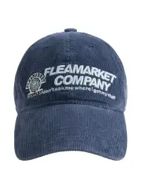 FLEAMARKET | "Don't Ask Me" Corduroy Curve Brim Hat-Navy