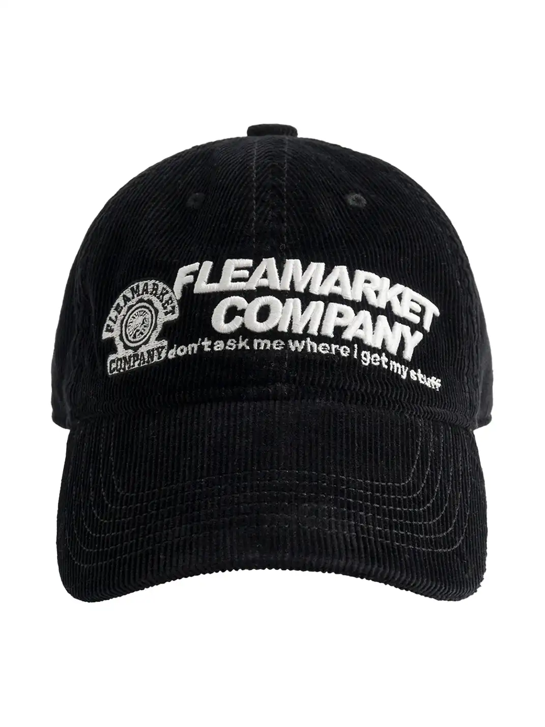 FLEAMARKET | "Don't Ask Me" Corduroy Curve Brim Hat-Black