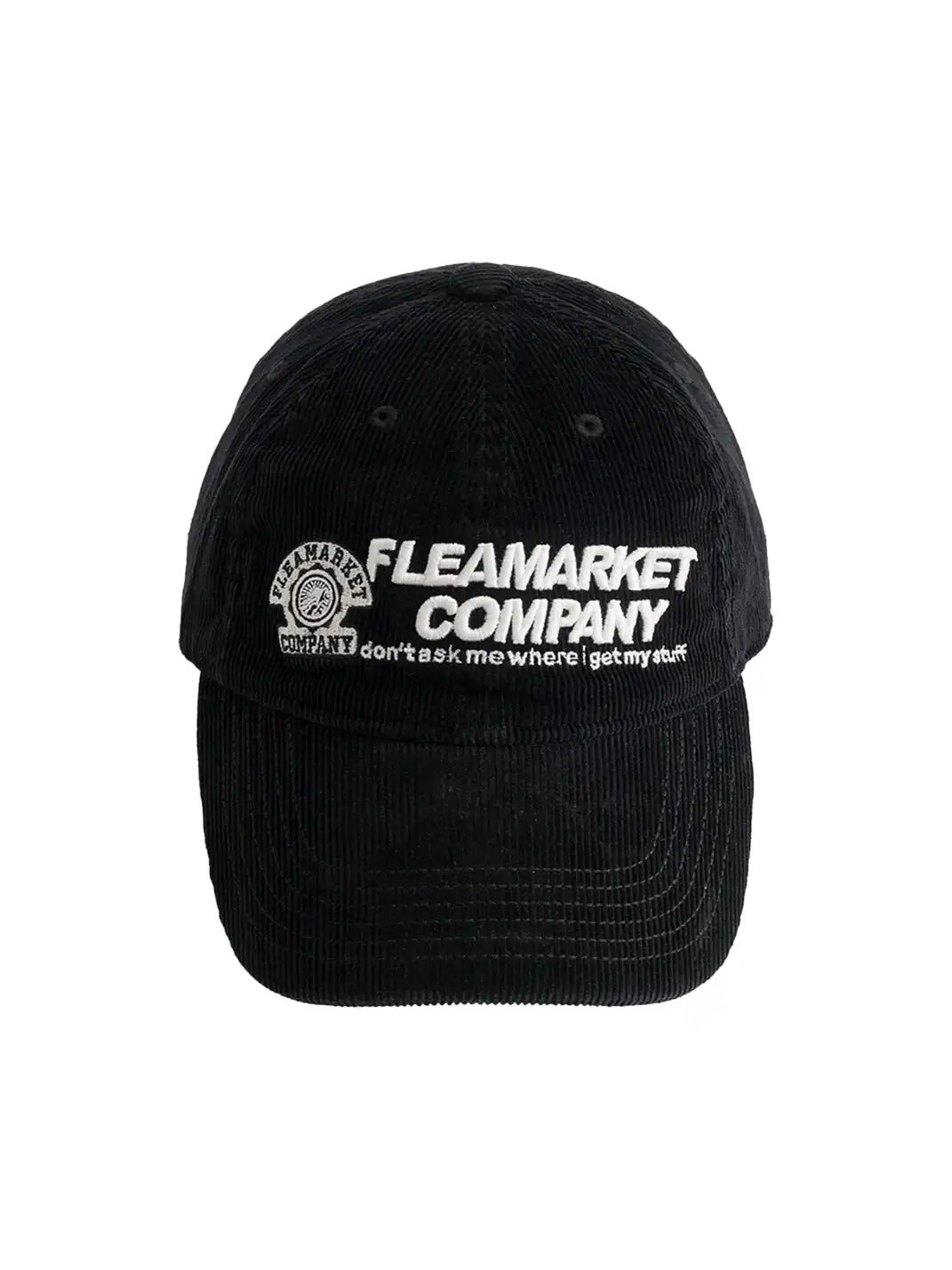 FLEAMARKET | "Don't Ask Me" Corduroy Curve Brim Hat-Black