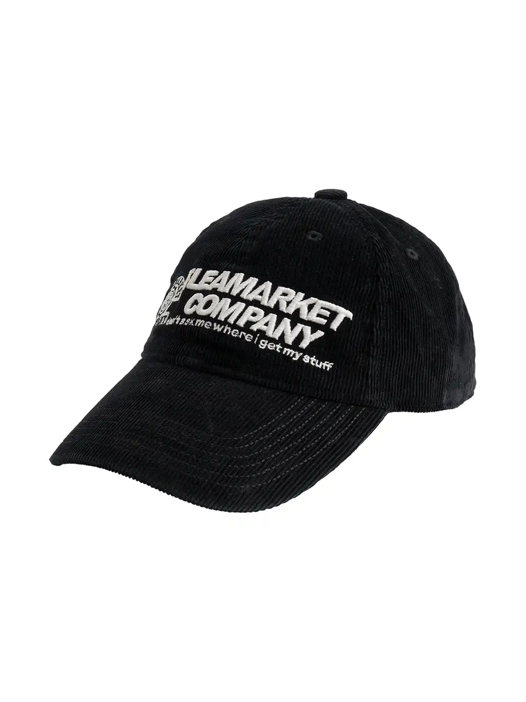 FLEAMARKET | "Don't Ask Me" Corduroy Curve Brim Hat-Black