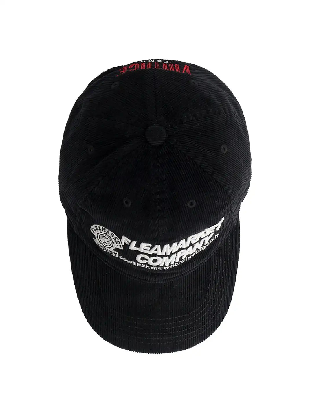 FLEAMARKET | "Don't Ask Me" Corduroy Curve Brim Hat-Black