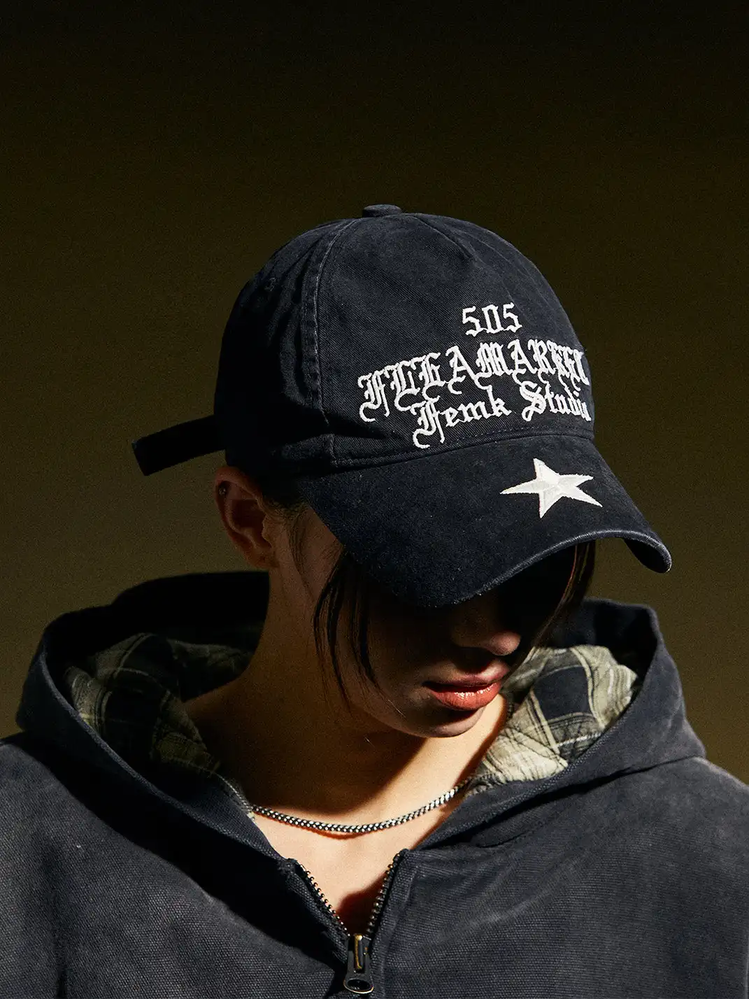 FLEAMARKET | 506 Gothic Curve Brim Cap-Black