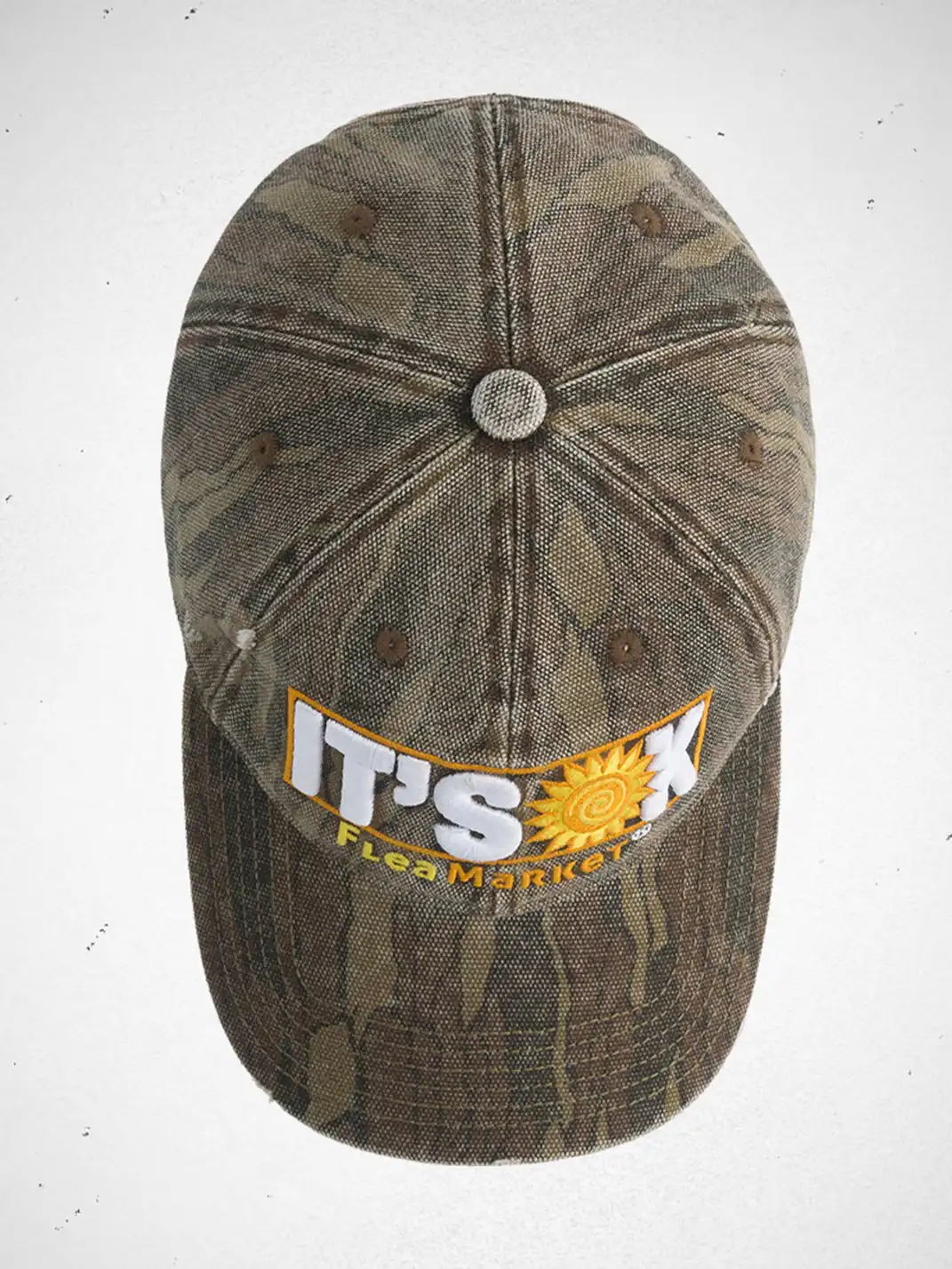 FLEAMARKET | "IT'S OK" Wood Grain Curve Brim Cap