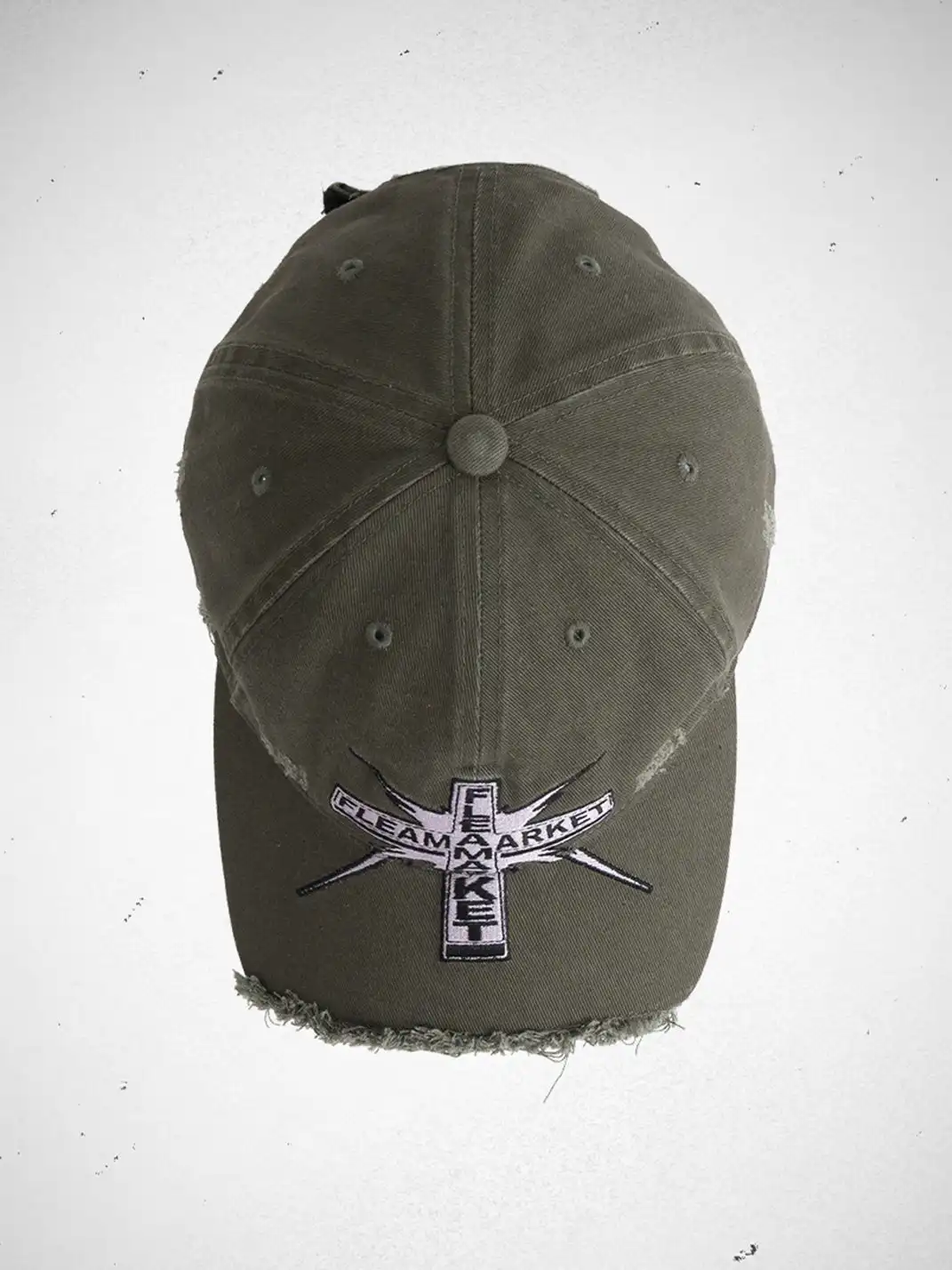 FLEAMARKET | Cross Patch Ripped Curve Brim Cap