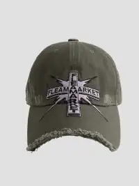FLEAMARKET | Cross Patch Ripped Curve Brim Cap