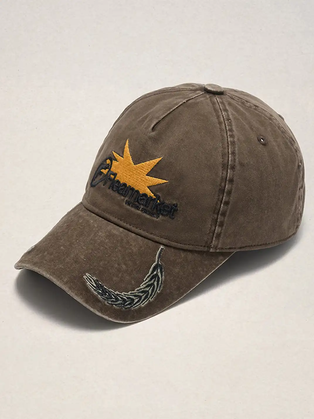 FLEAMARKET | Wheat Stalk Curved Brim Cap-Brown