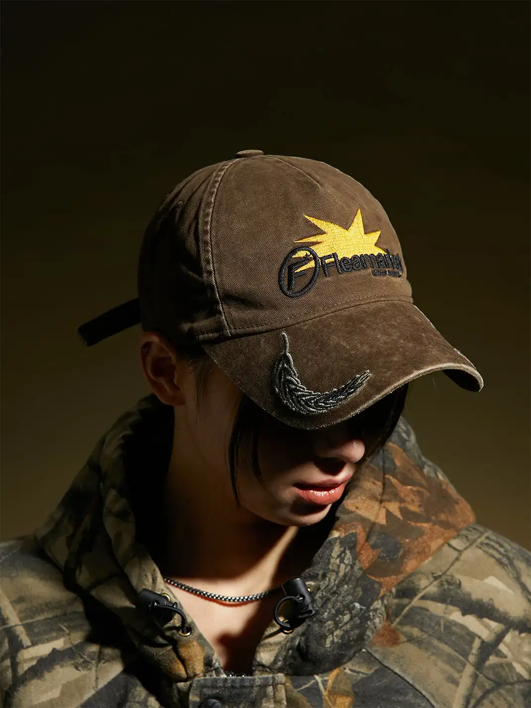 FLEAMARKET | Wheat Stalk Curved Brim Cap-Brown