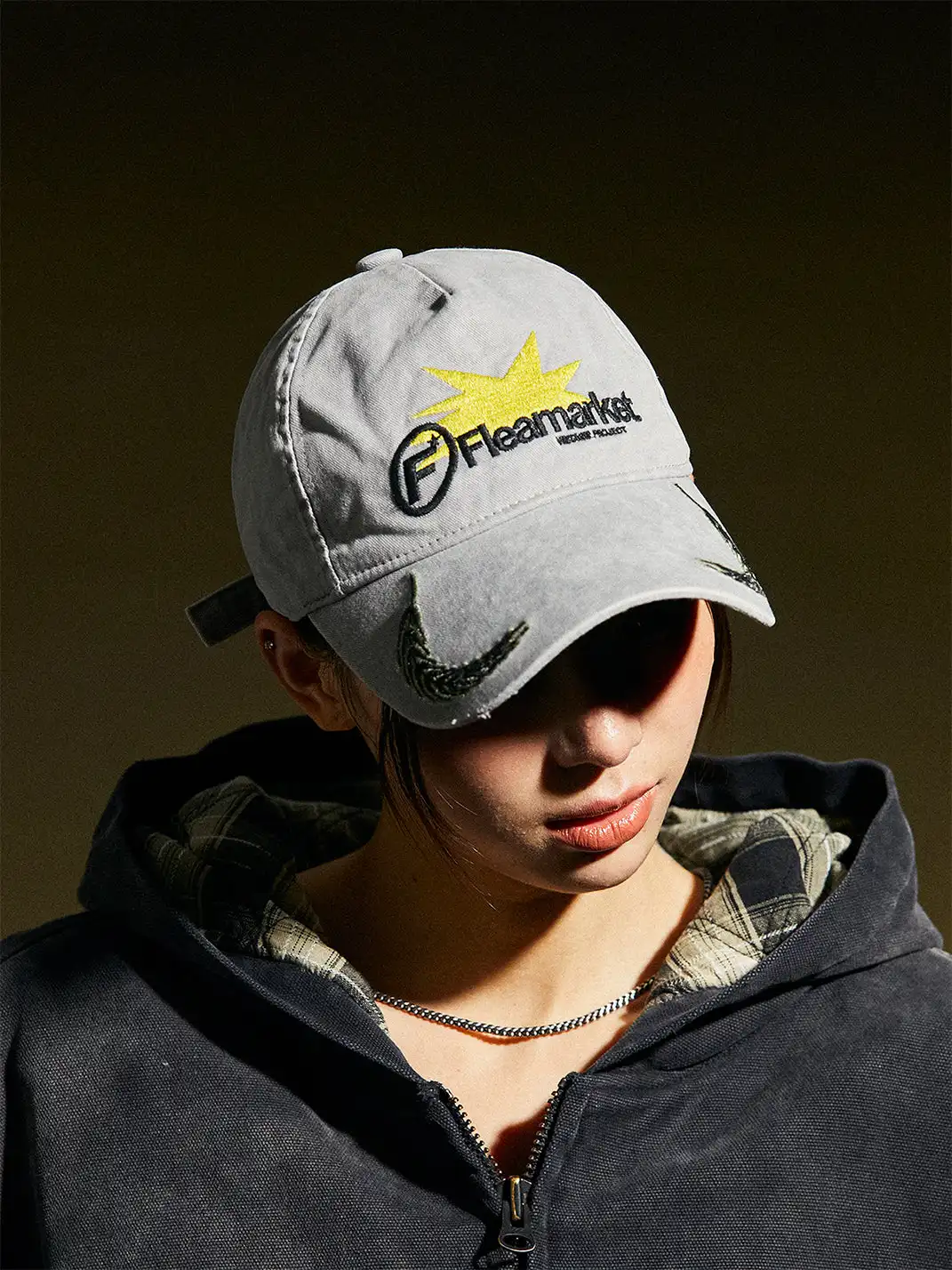 FLEAMARKET | Wheat Stalk Curved Brim Cap-Grey