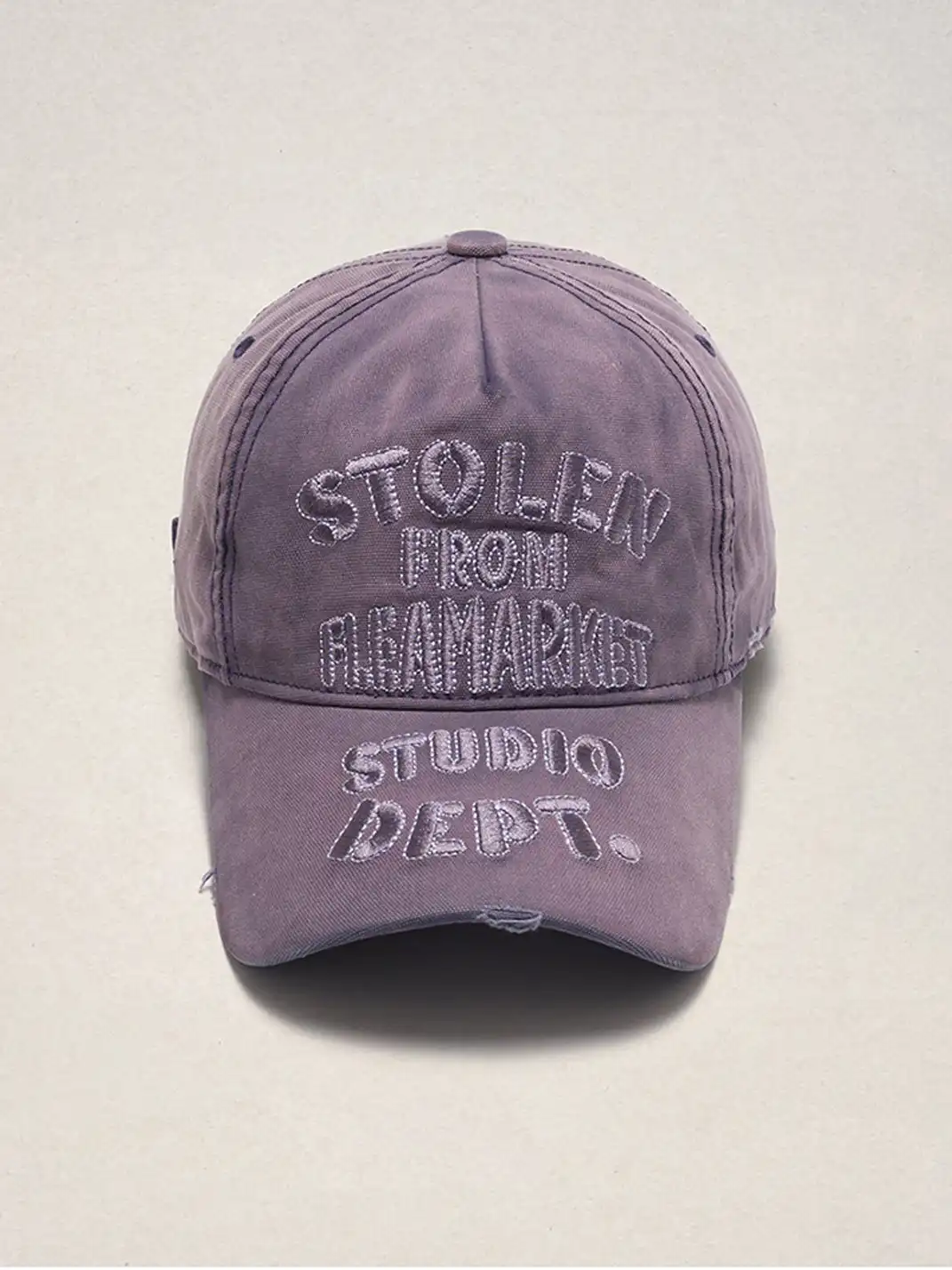 FLEAMARKET | "STOLEN" Stitchwork Curve Brim Cap-Purple