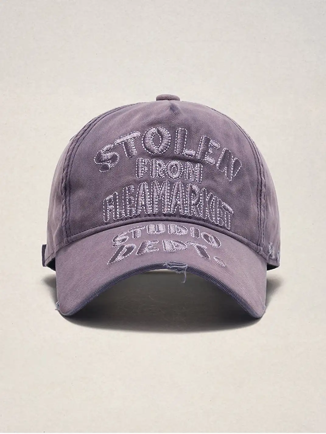 FLEAMARKET | "STOLEN" Stitchwork Curve Brim Cap-Purple
