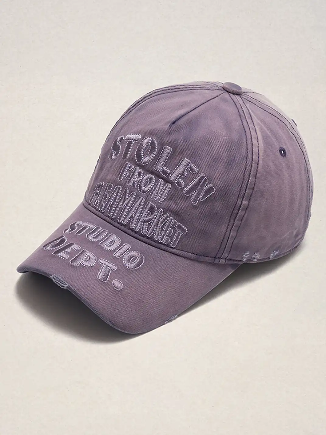 FLEAMARKET | "STOLEN" Stitchwork Curve Brim Cap-Purple