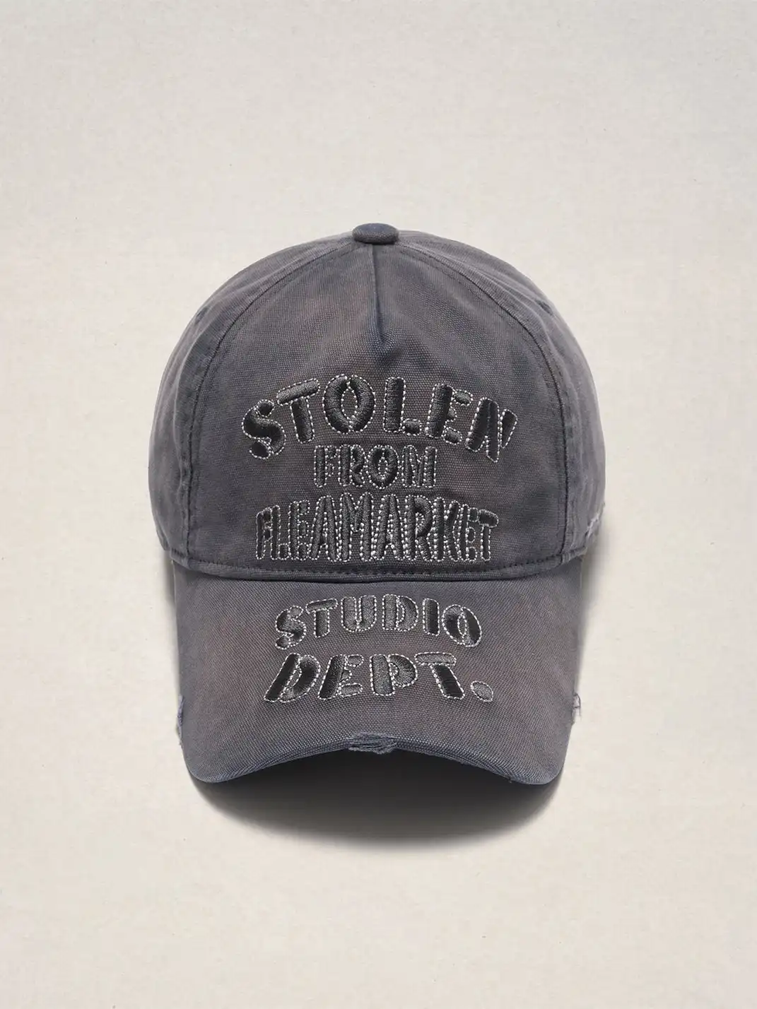 FLEAMARKET | "STOLEN" Stitchwork Curve Brim Cap-Grey