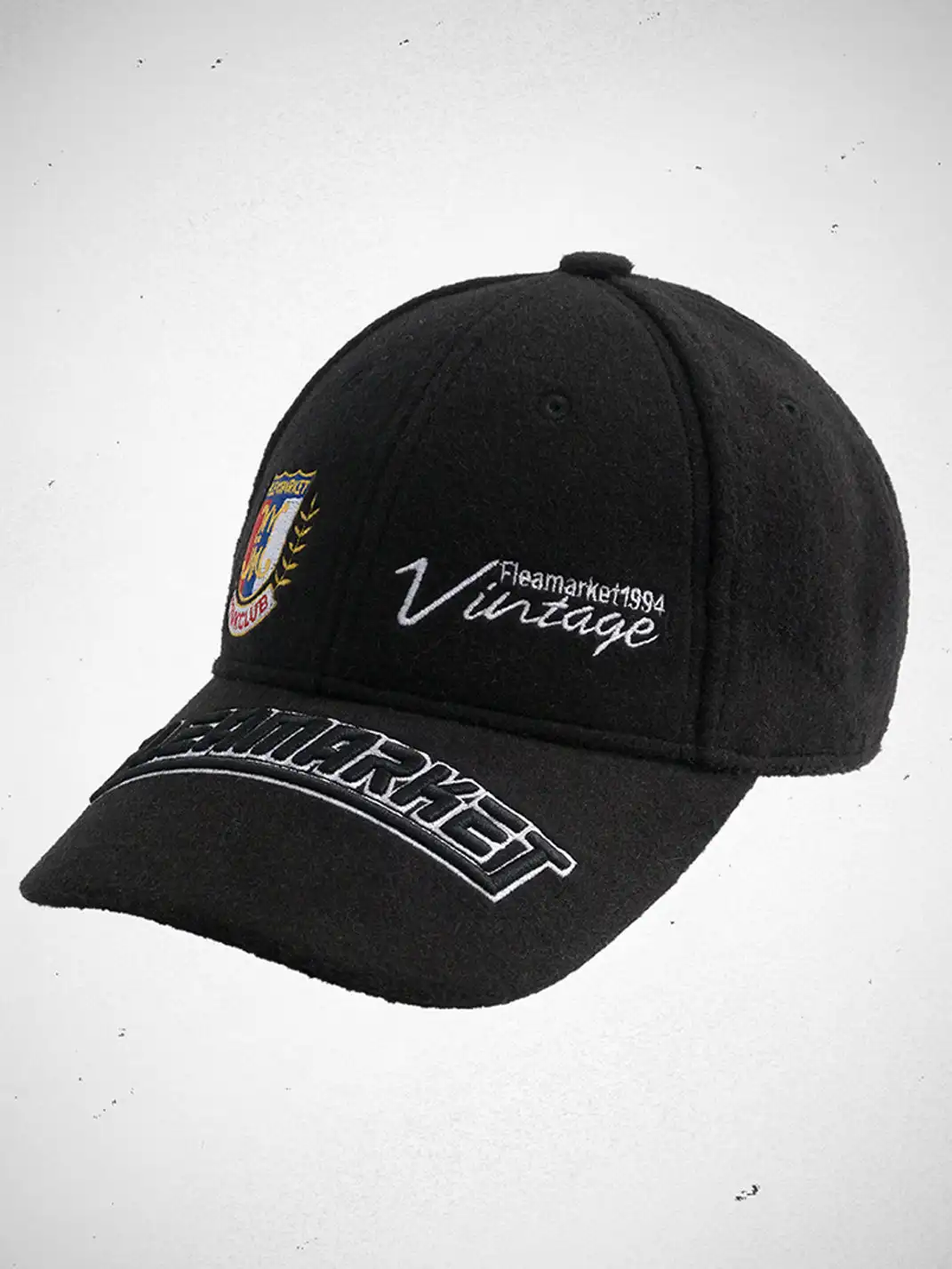 FLEAMARKET | Woolen Crest Curve Brim Cap-Black