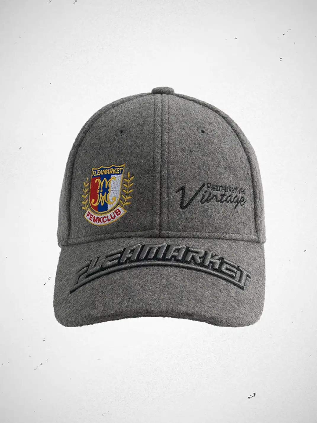 FLEAMARKET | Woolen Crest Curve Brim Cap-Grey