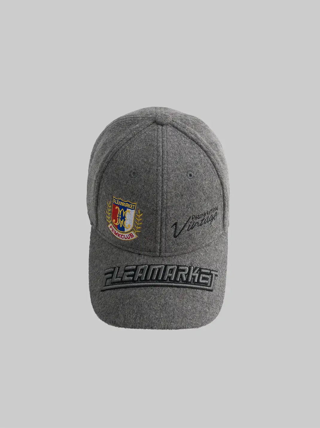 FLEAMARKET | Woolen Crest Curve Brim Cap-Grey