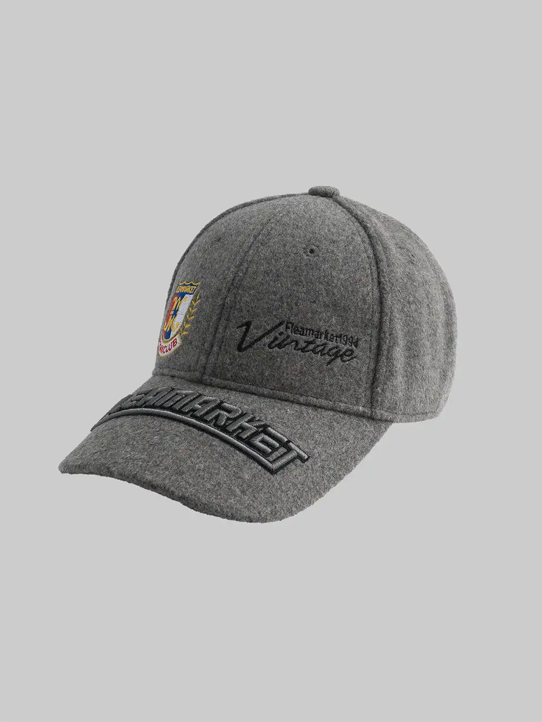 FLEAMARKET | Woolen Crest Curve Brim Cap-Grey