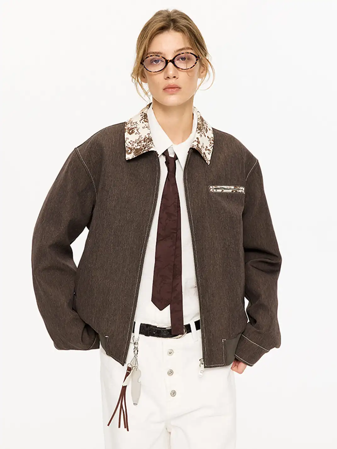 KREATE | Retro Color Block Floral Lining Jacket
