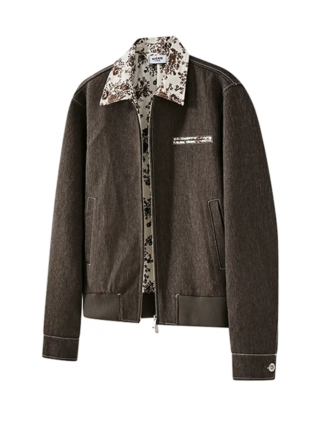 KREATE | Retro Color Block Floral Lining Jacket