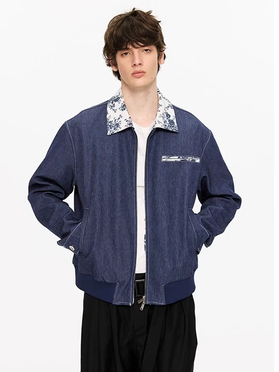 KREATE | Retro Color Block Floral Lining Jacket