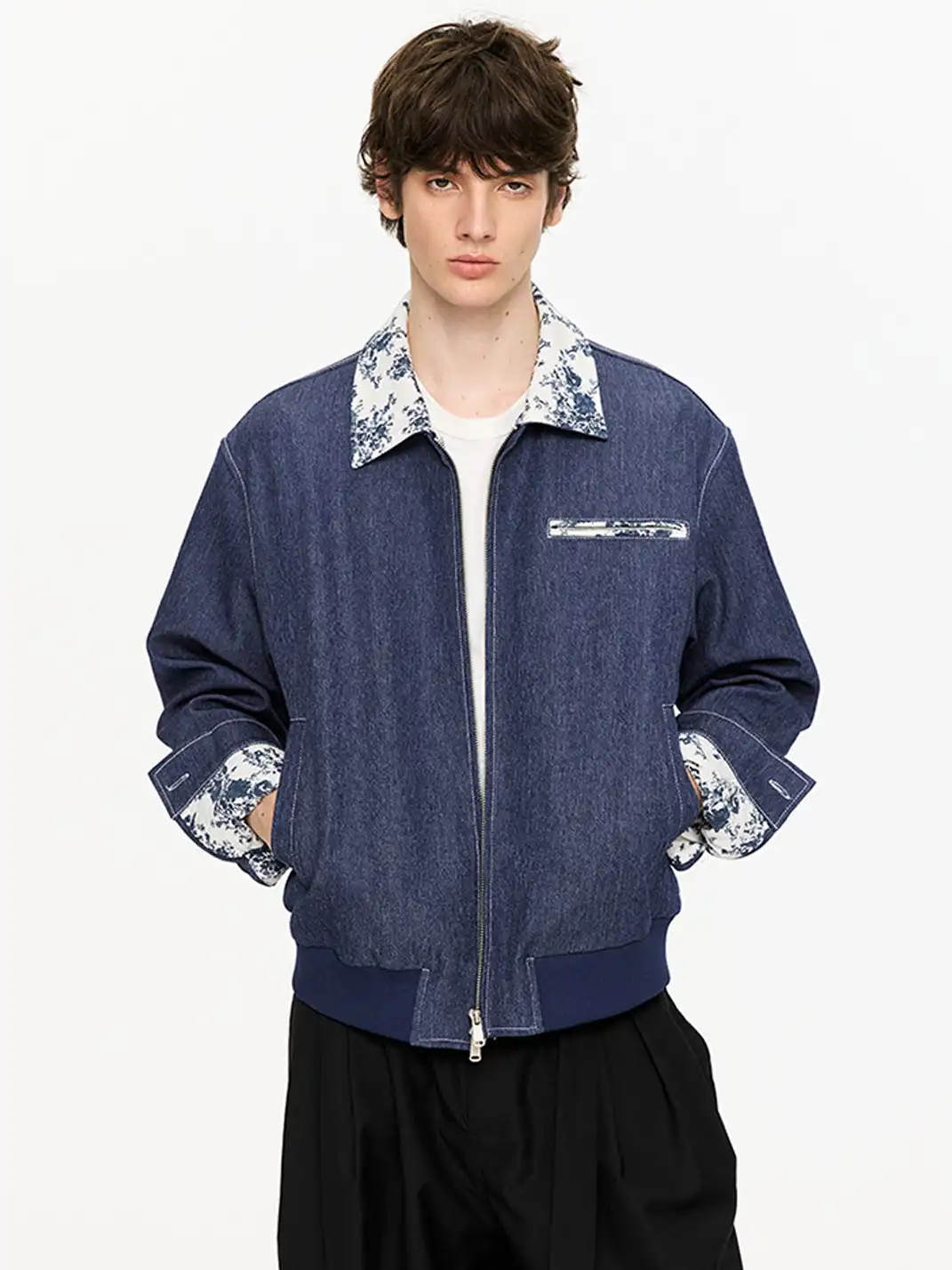 KREATE | Retro Color Block Floral Lining Jacket