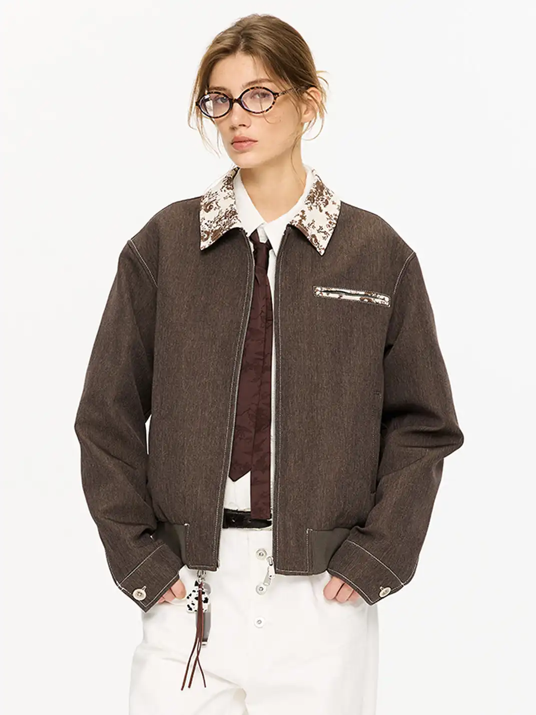 KREATE | Retro Color Block Floral Lining Jacket